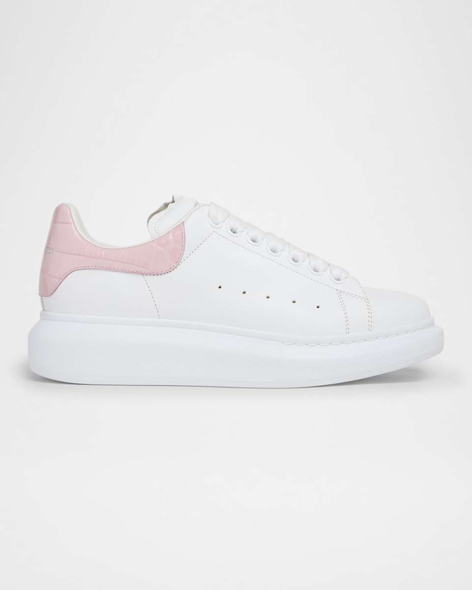 Oversized Snakeskin-Embossed Leather Sneakers
